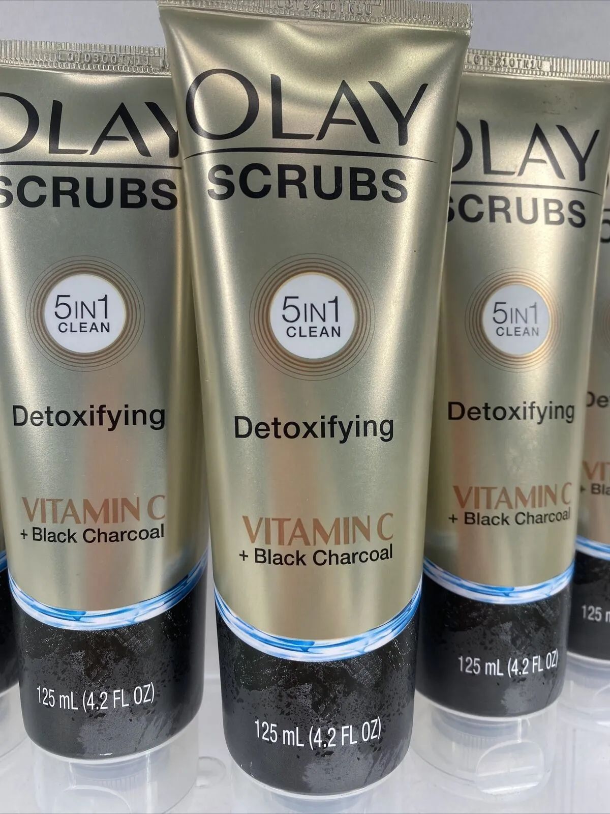 (6) OLAY SCRUBS Detoxifying Face Scrub 5In1 Clean Vitamin C Black Charcoal 4.2oz