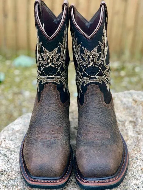 Ariat Men's Workhog Bruin Brown & Black Top Waterproof Composite Toe Western Work Boots 10017420