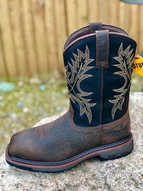 Ariat Men's Workhog Bruin Brown & Black Top Waterproof Composite Toe Western Work Boots 10017420