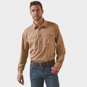 Ariat Rebar Half Button Workshirt Khaki