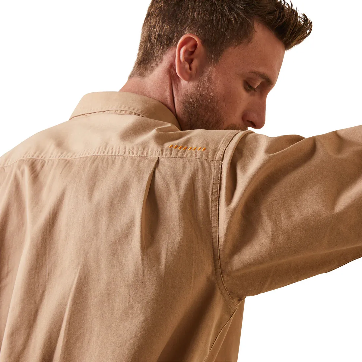 Ariat Rebar Half Button Workshirt Khaki
