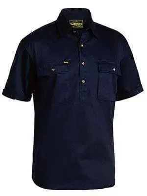 Bisley Workwear Closed Front Cotton Drill Shirt Sort Sleeve BSC1433
