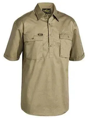 Bisley Workwear Closed Front Cotton Drill Shirt Sort Sleeve BSC1433