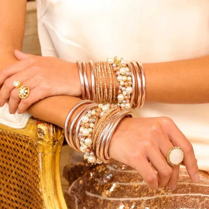 BuDhaGirl All Weather Bangles (Serenity Prayer) In Champagne