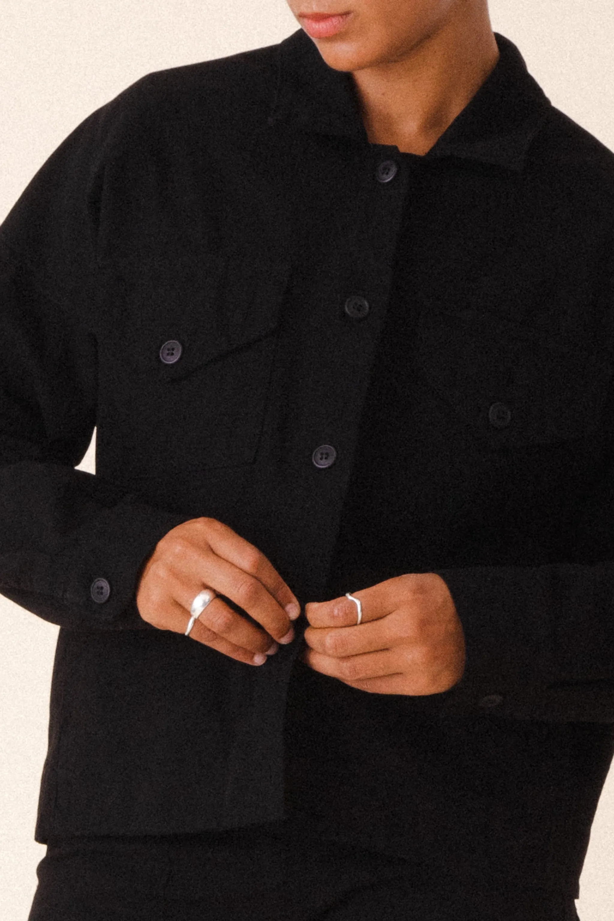 Canvas Utility Jacket in Black