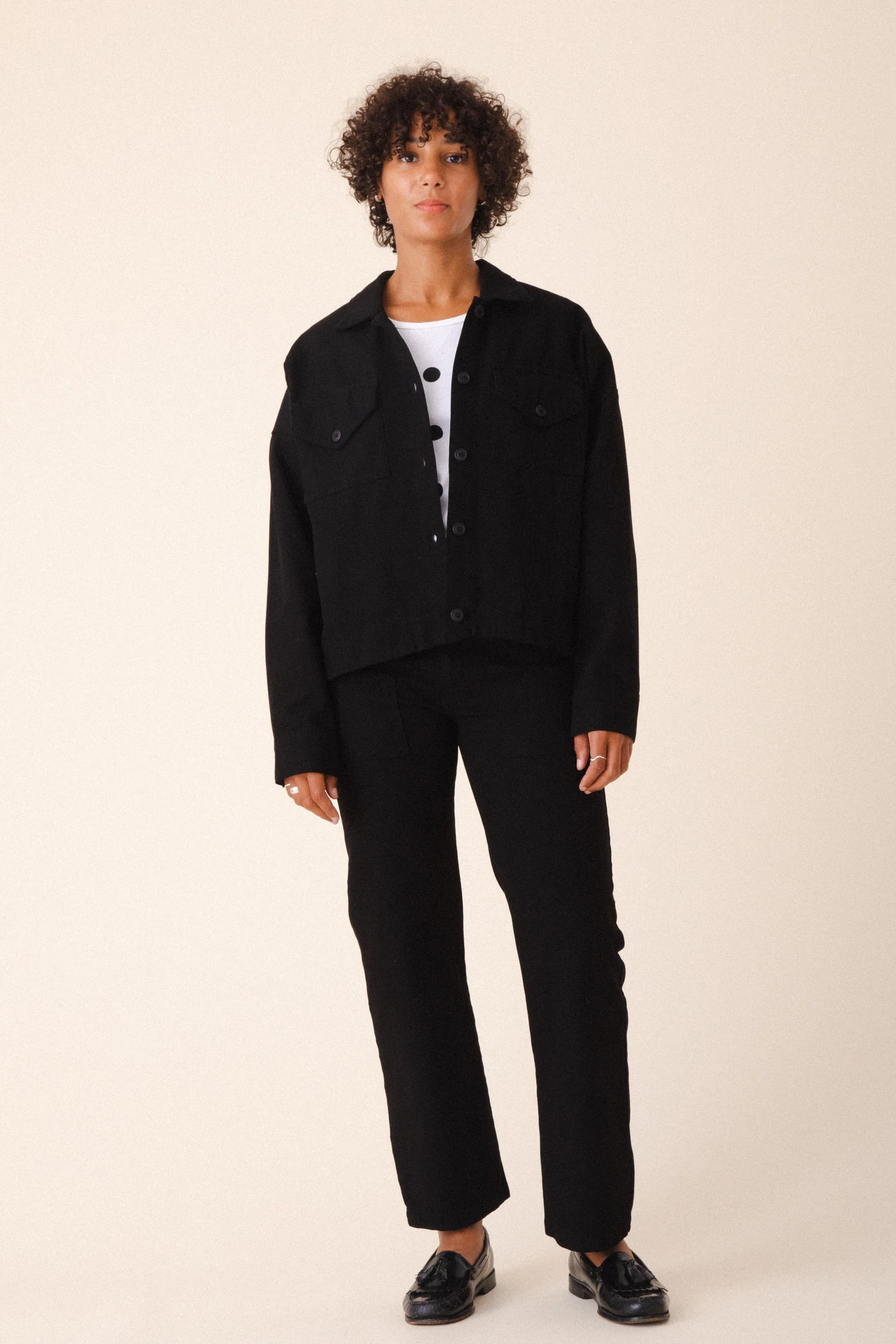 Canvas Utility Jacket in Black