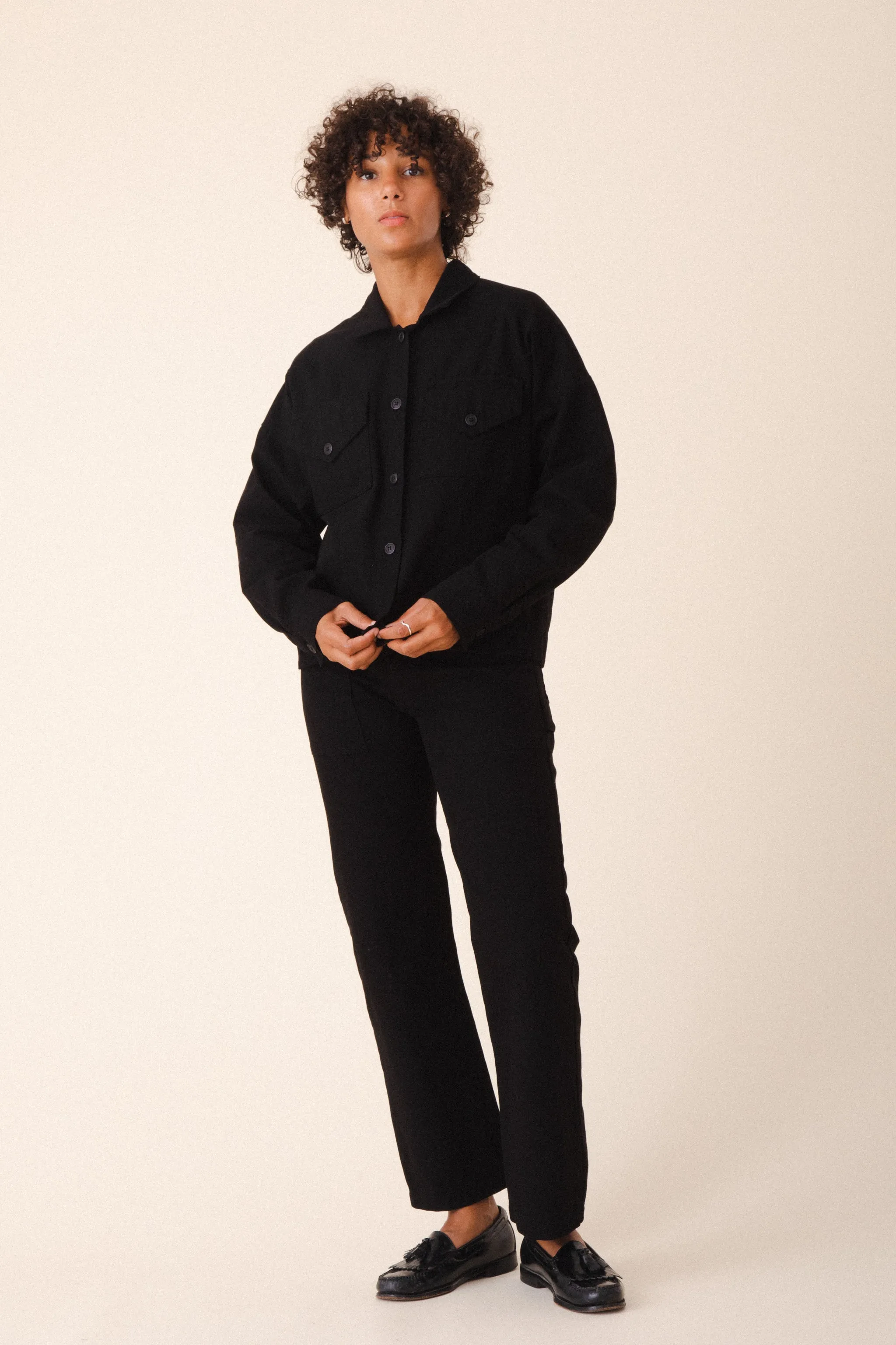 Canvas Utility Jacket in Black