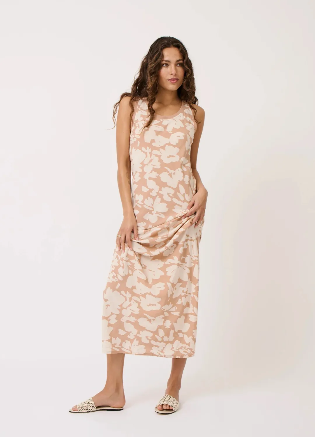 Cecilia Slip Dress (Floral Sand)
