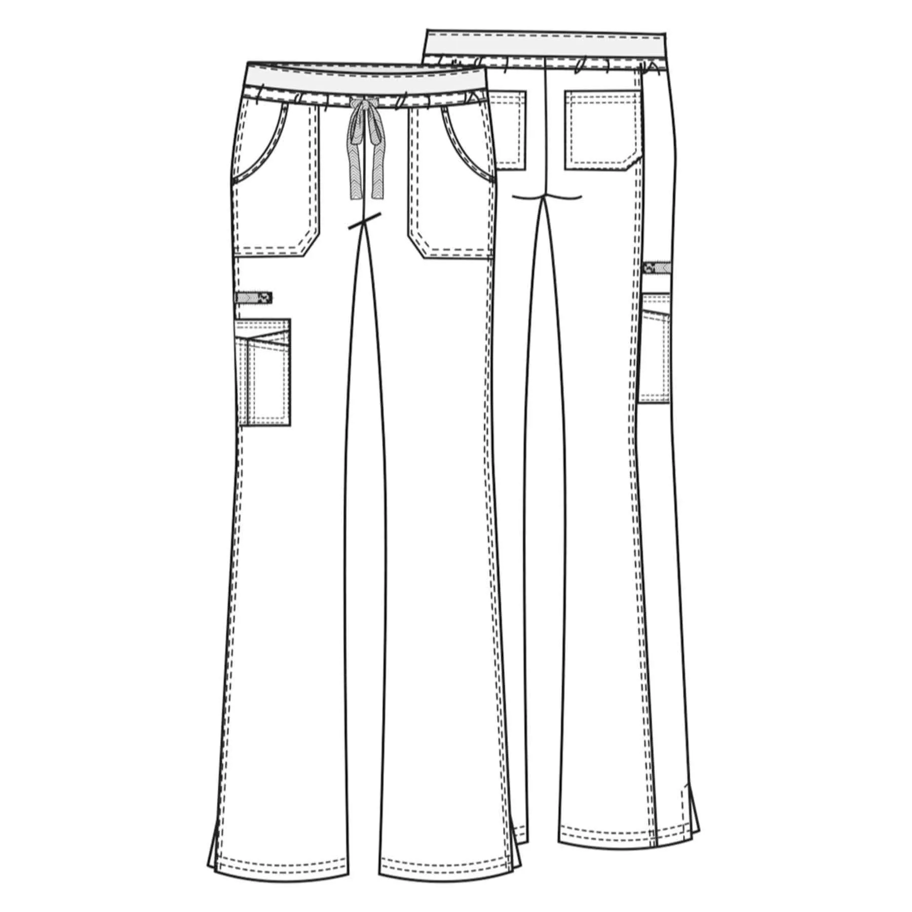Cherokee Core Stretch 24001 Scrubs Pants Womens Low Rise Drawstring Cargo Grape