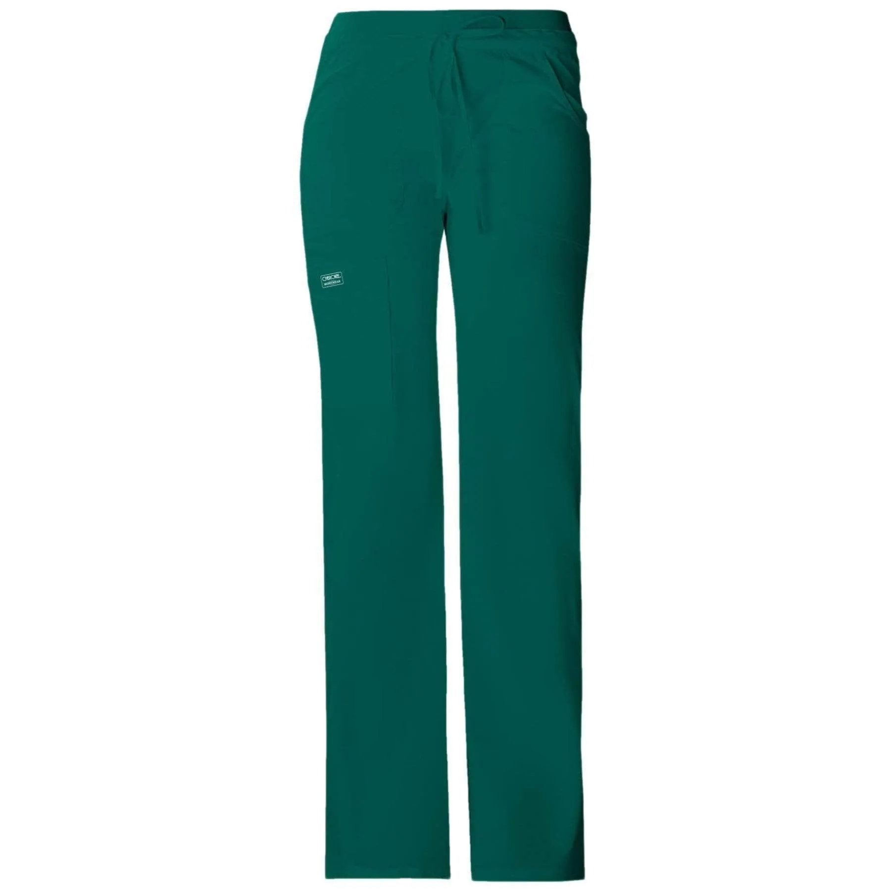 Cherokee Core Stretch 24001 Scrubs Pants Womens Low Rise Drawstring Cargo Hunter Green