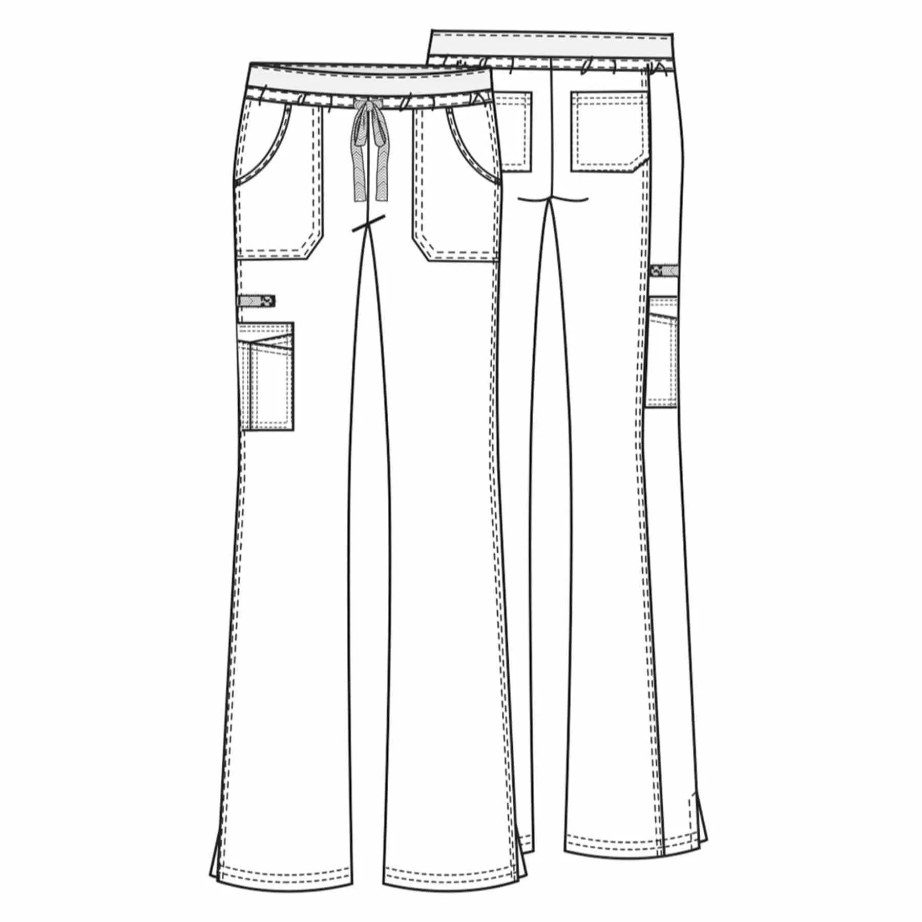 Cherokee Core Stretch 24001 Scrubs Pants Womens Low Rise Drawstring Cargo Hunter Green