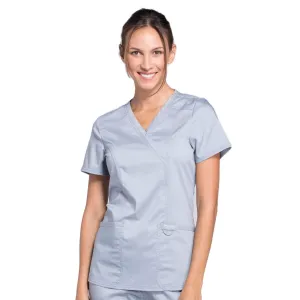 Cherokee Revolution WW610 Scrubs Top Womens Mock Wrap Grey