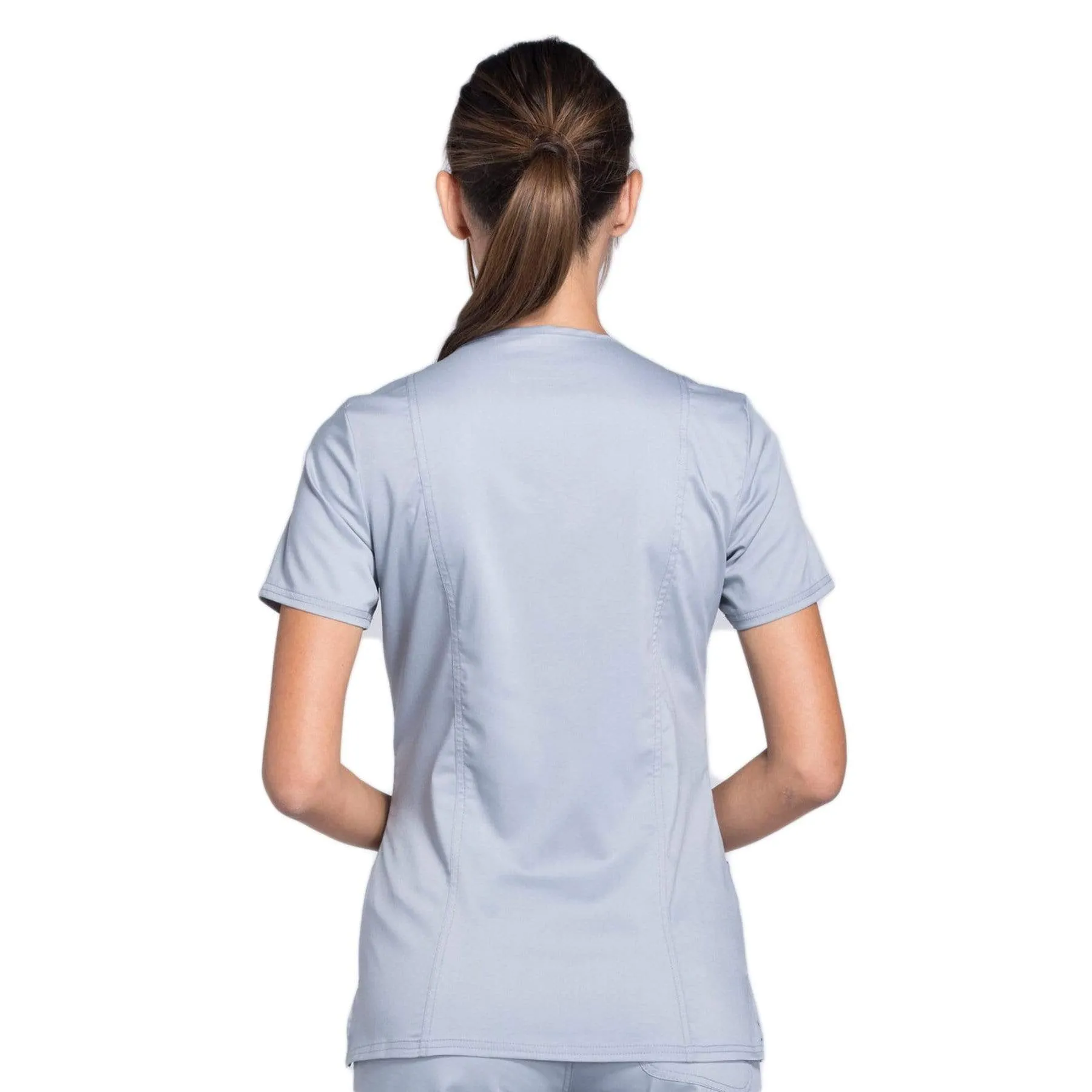 Cherokee Revolution WW610 Scrubs Top Womens Mock Wrap Grey
