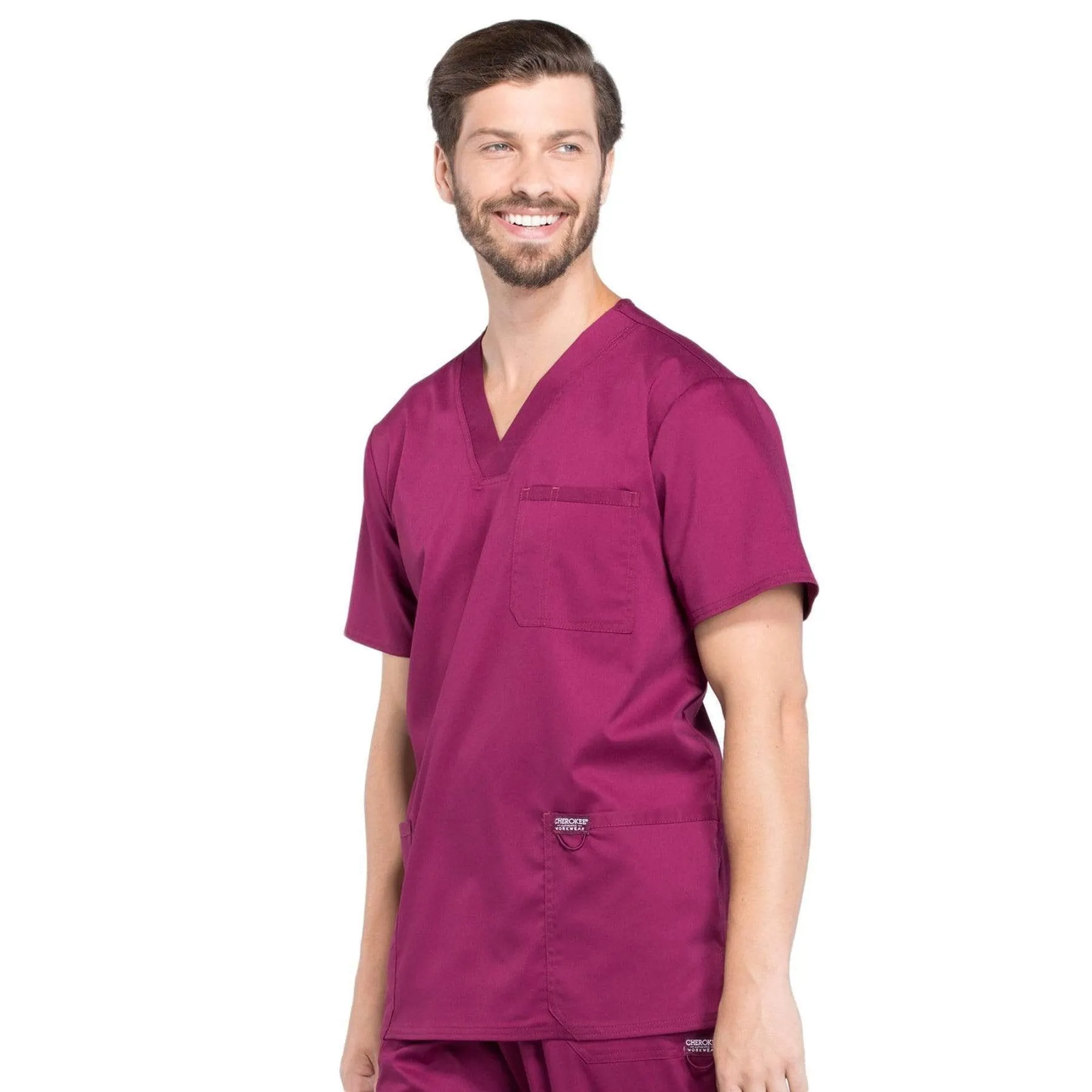Cherokee Revolution WW670 Scrubs Top Mens V-Neck Wine