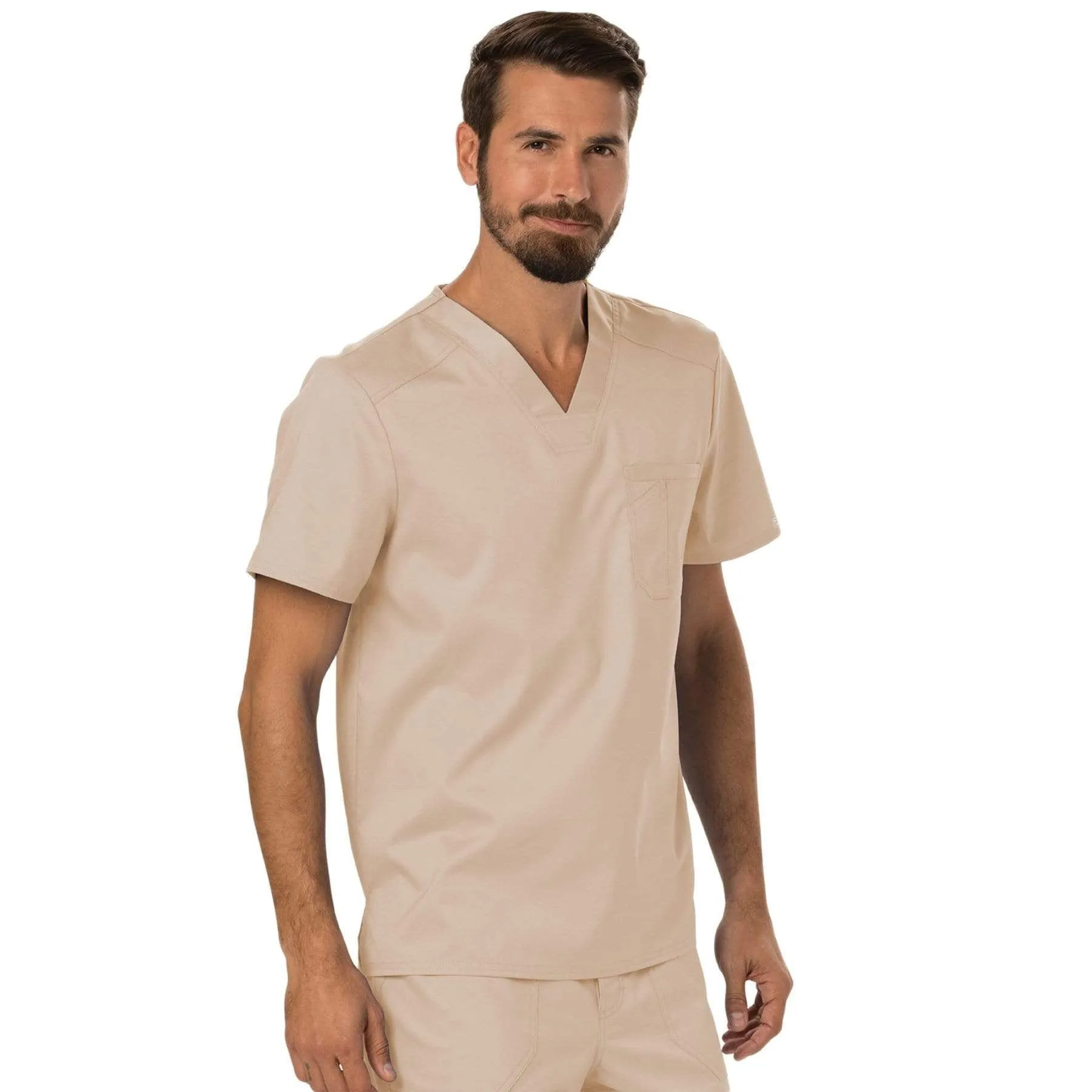 Cherokee Revolution WW690 Scrubs Top Mens V-Neck Khaki