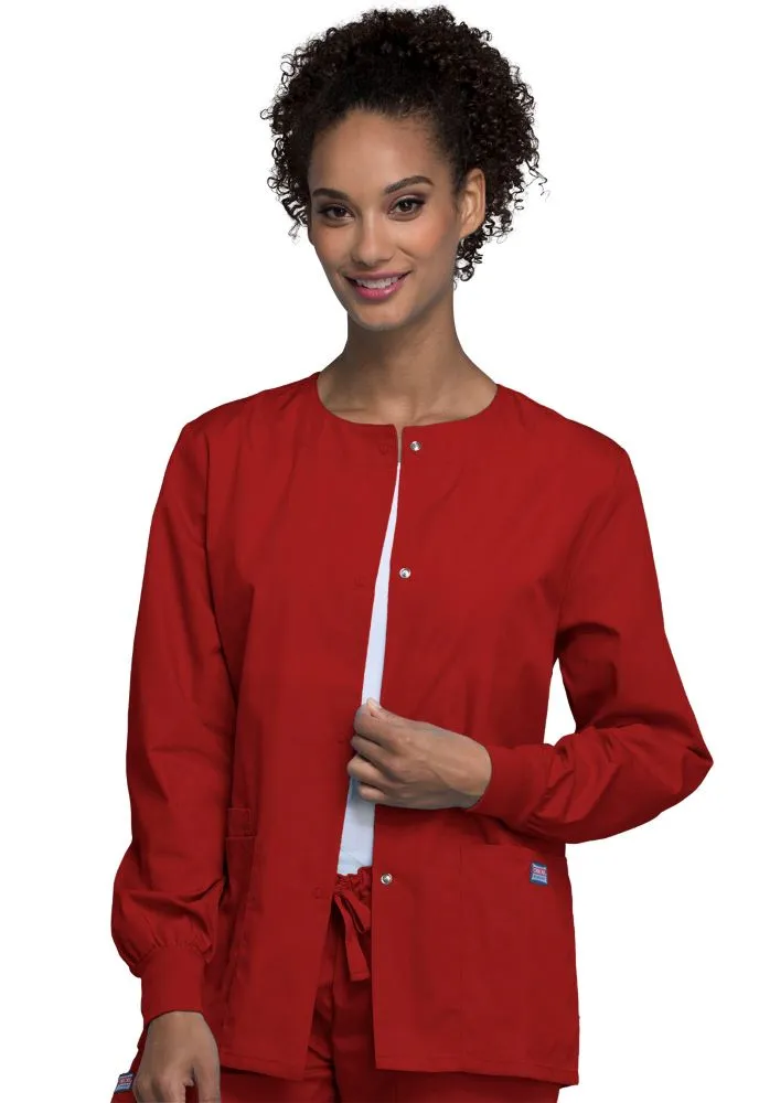 Cherokee Snap Front Warm Up Jacket (4350), Red
