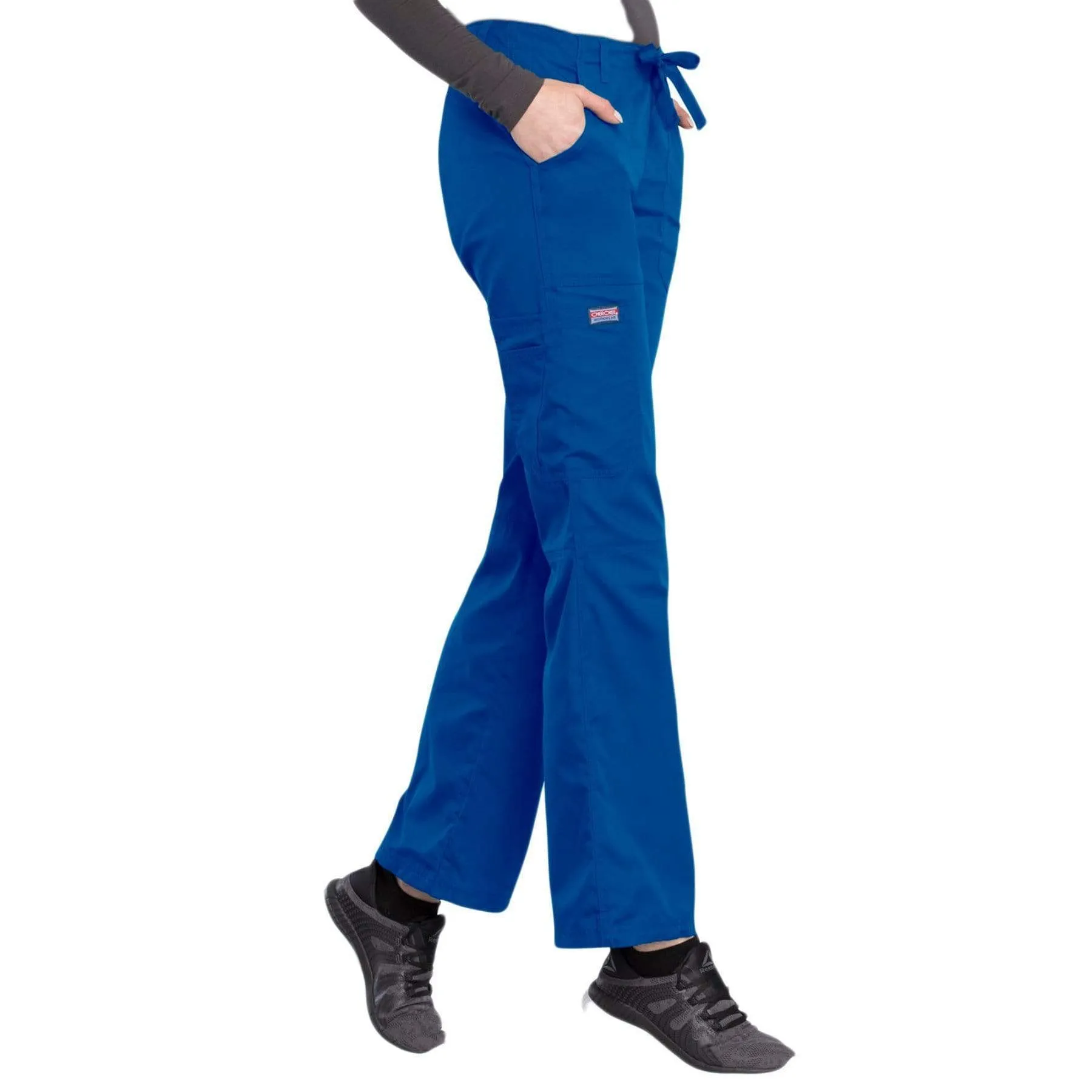 Cherokee Workwear 4020 Scrubs Pants Womens Low Rise Drawstring Cargo Royal