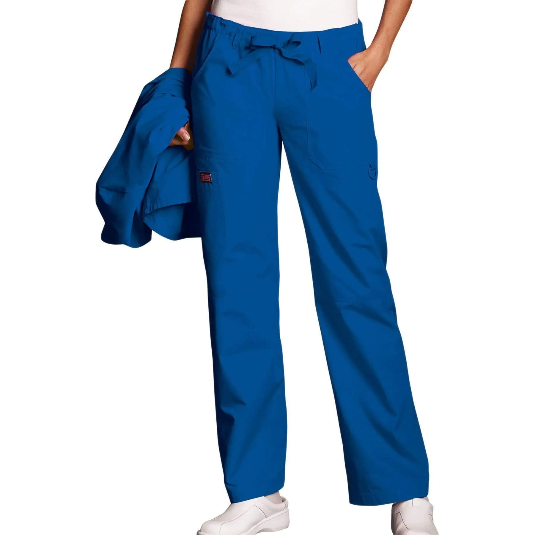 Cherokee Workwear 4020 Scrubs Pants Womens Low Rise Drawstring Cargo Royal