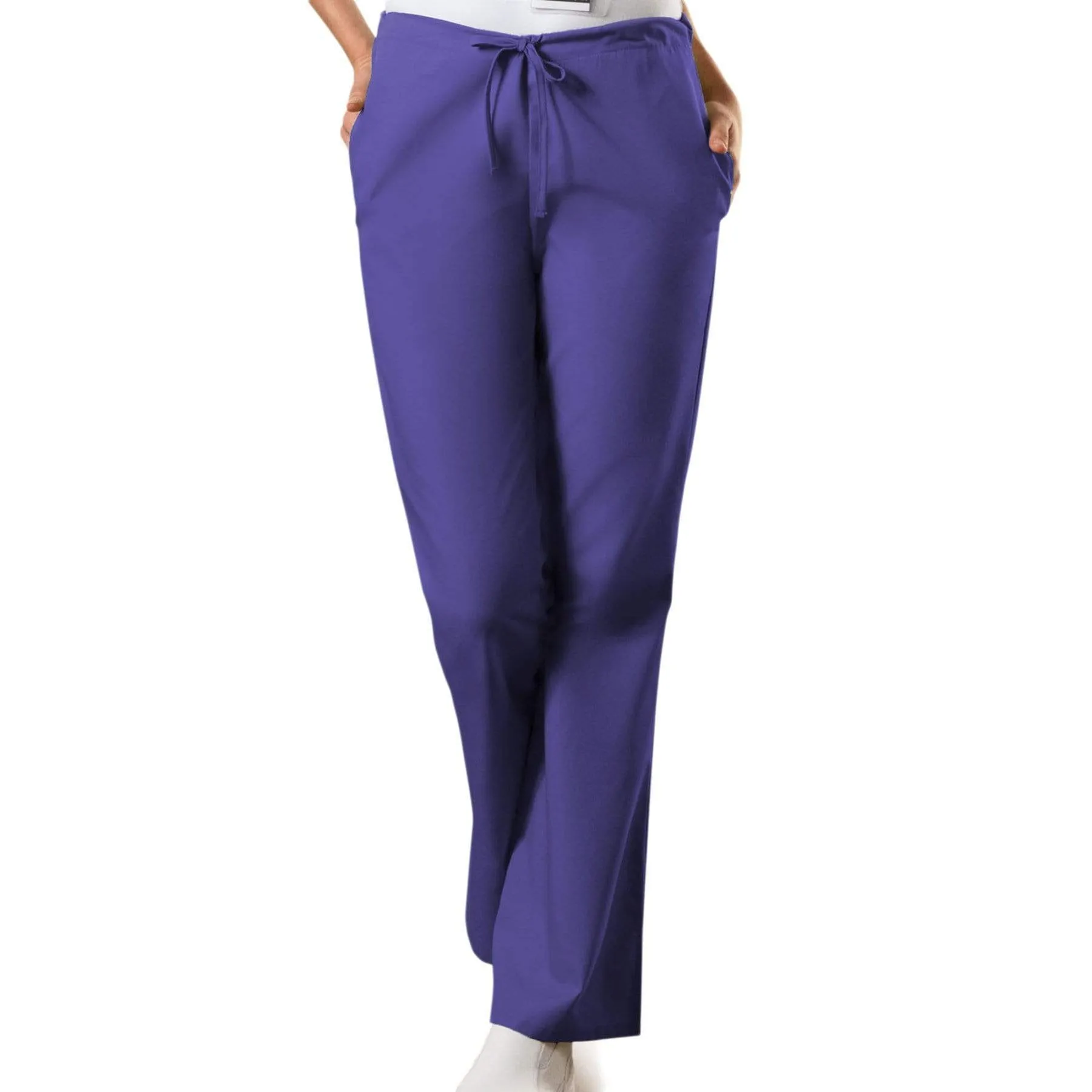 Cherokee Workwear 4101 Scrubs Pants Womens Natural Rise Flare Leg Drawstring Grape