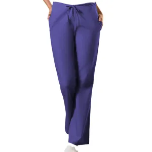 Cherokee Workwear 4101 Scrubs Pants Womens Natural Rise Flare Leg Drawstring Grape