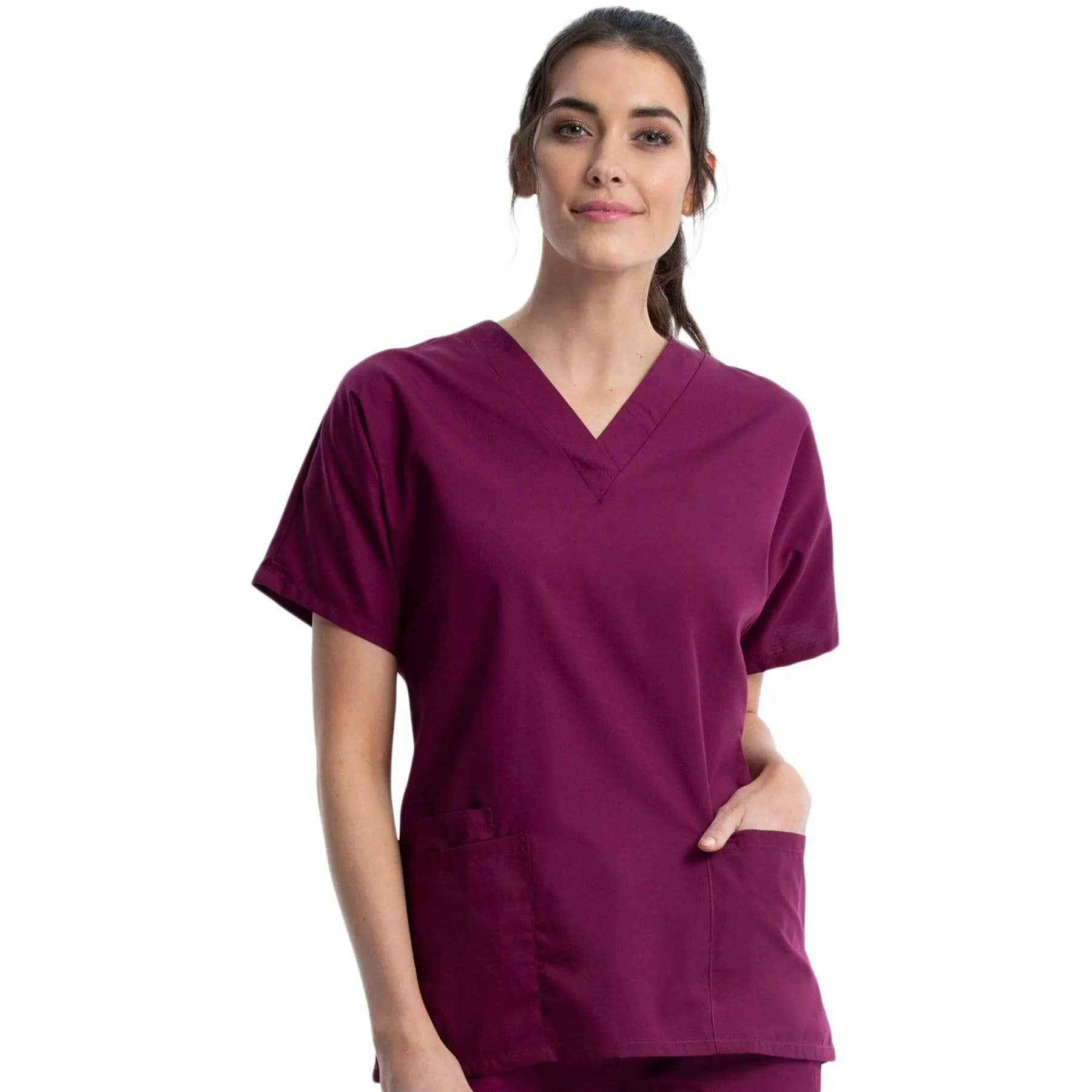 Cherokee Workwear 4700 Scrubs Top Womens V-Neck Wine