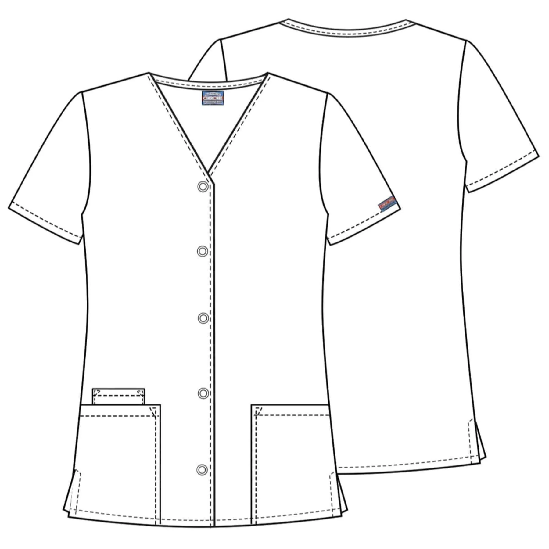 Cherokee Workwear 4770 Scrubs Top Womens Snap Front V-Neck Caribbean Blue