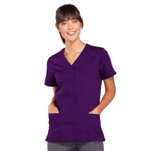 Cherokee Workwear 4770 Scrubs Top Womens Snap Front V-Neck Eggplant