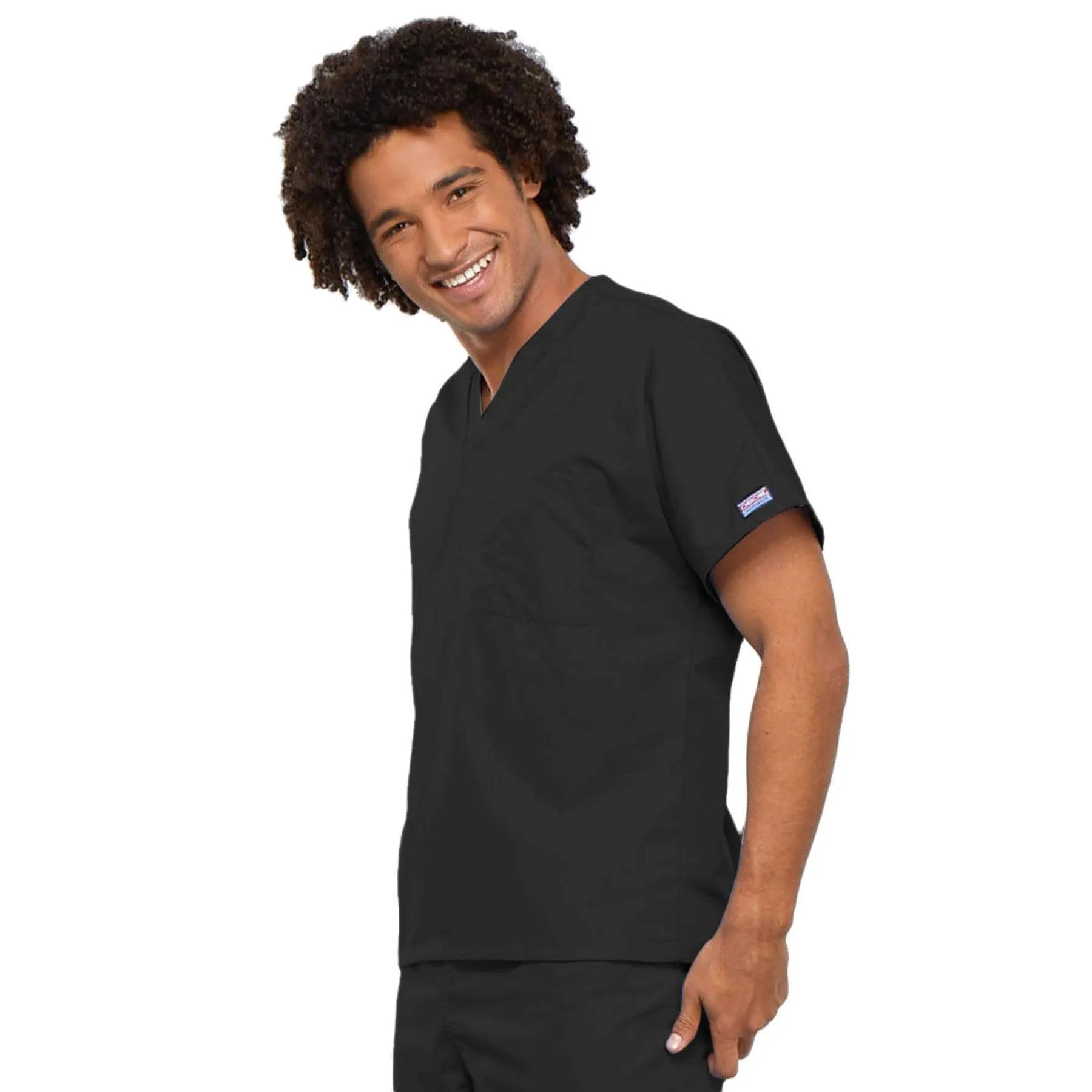 Cherokee Workwear 4777 Scrubs Top Unisex V-Neck Tunic. Black