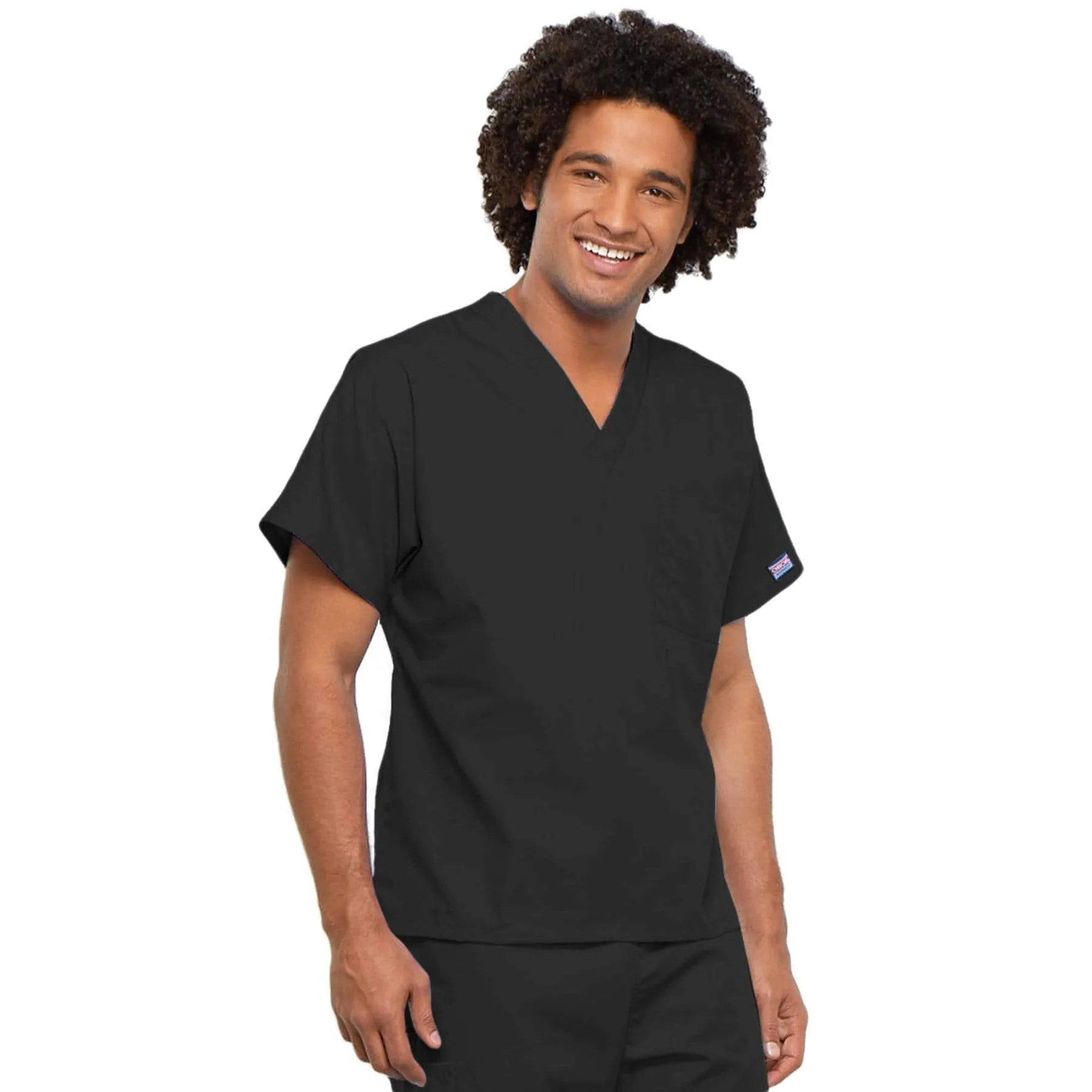 Cherokee Workwear 4777 Scrubs Top Unisex V-Neck Tunic. Black