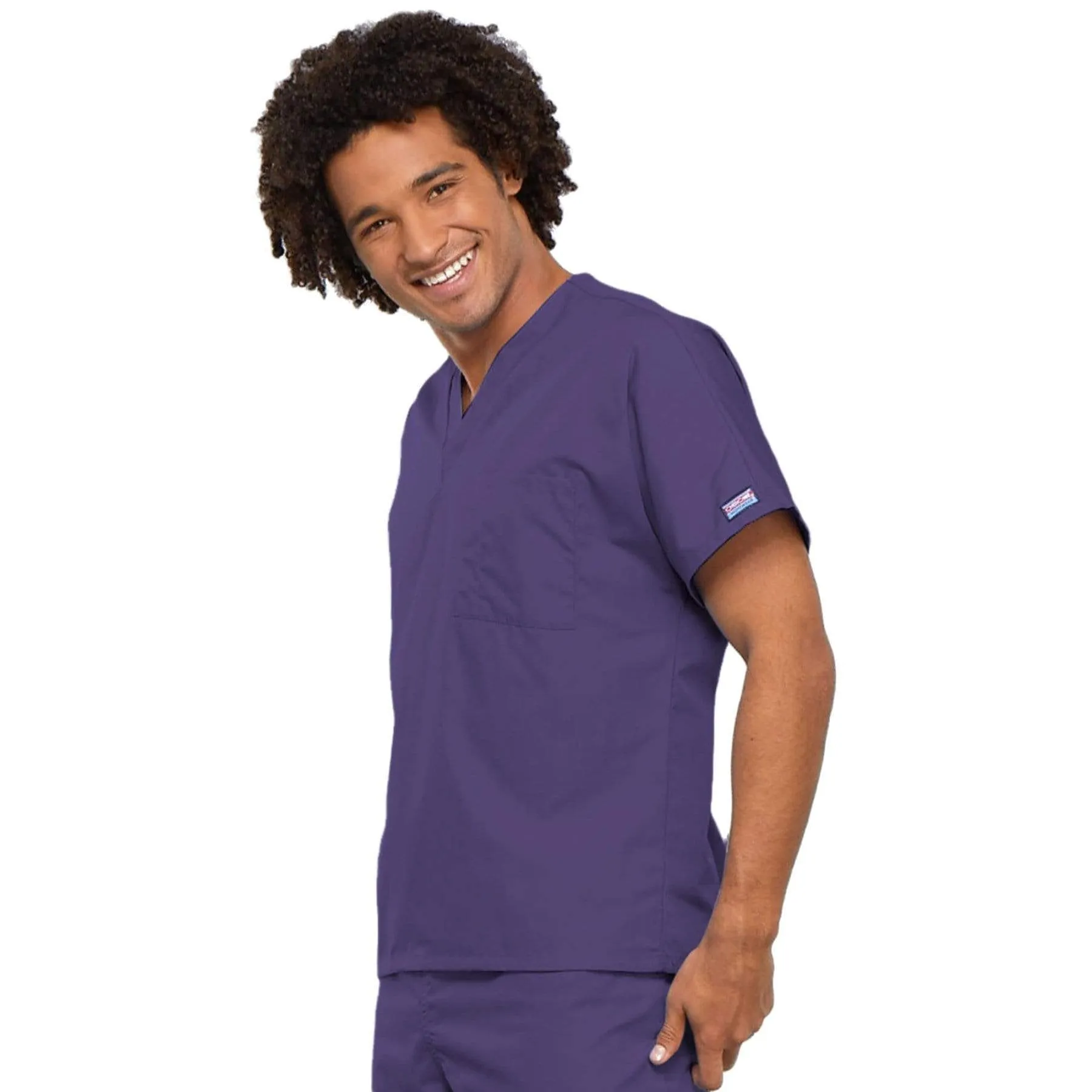 Cherokee Workwear 4777 Scrubs Top Unisex V-Neck Tunic. Grape