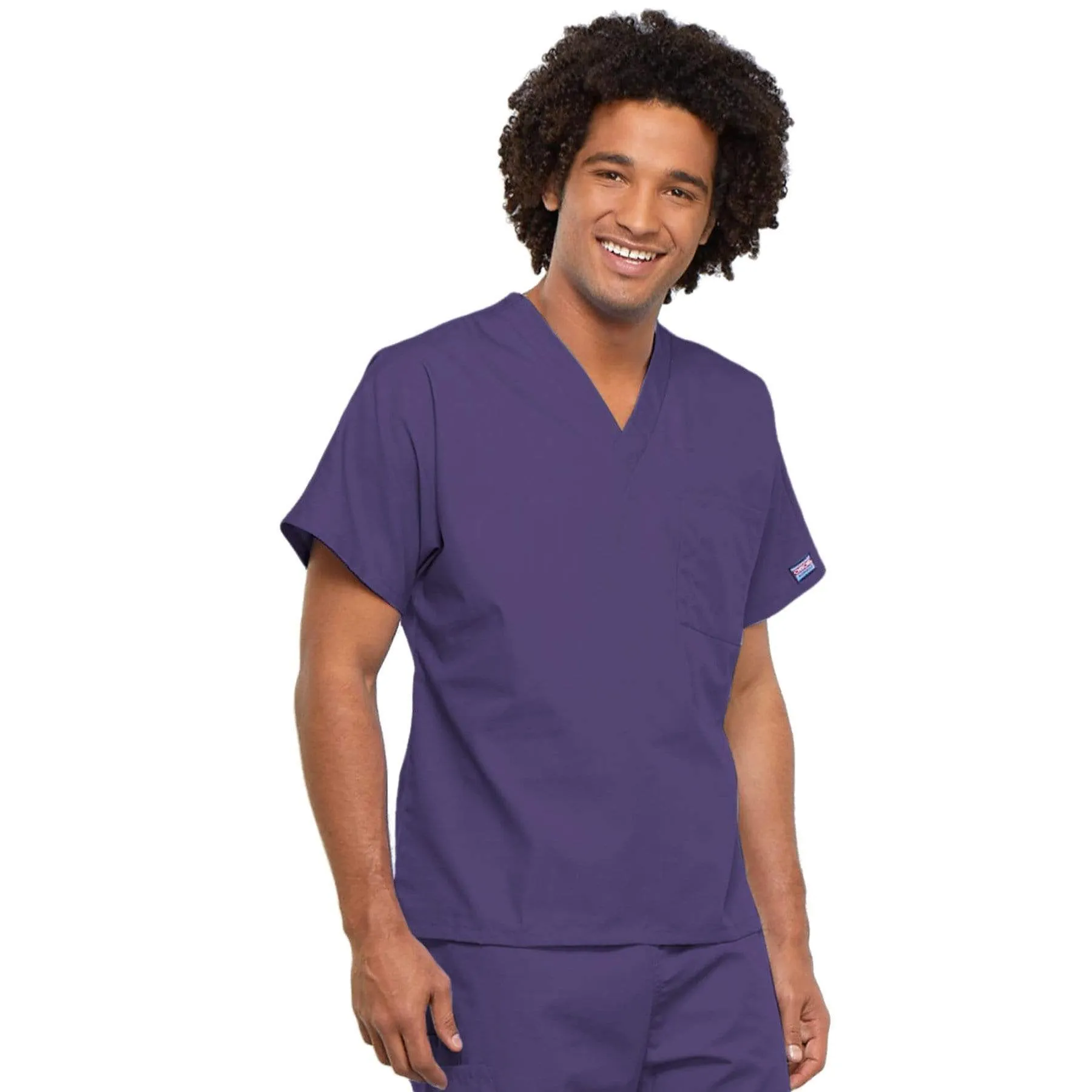 Cherokee Workwear 4777 Scrubs Top Unisex V-Neck Tunic. Grape