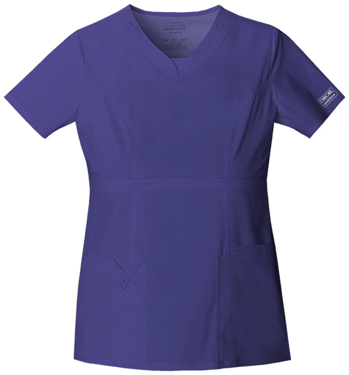 Cherokee Workwear Core Stretch 24703 Scrubs Top Womens V-Neck Grape