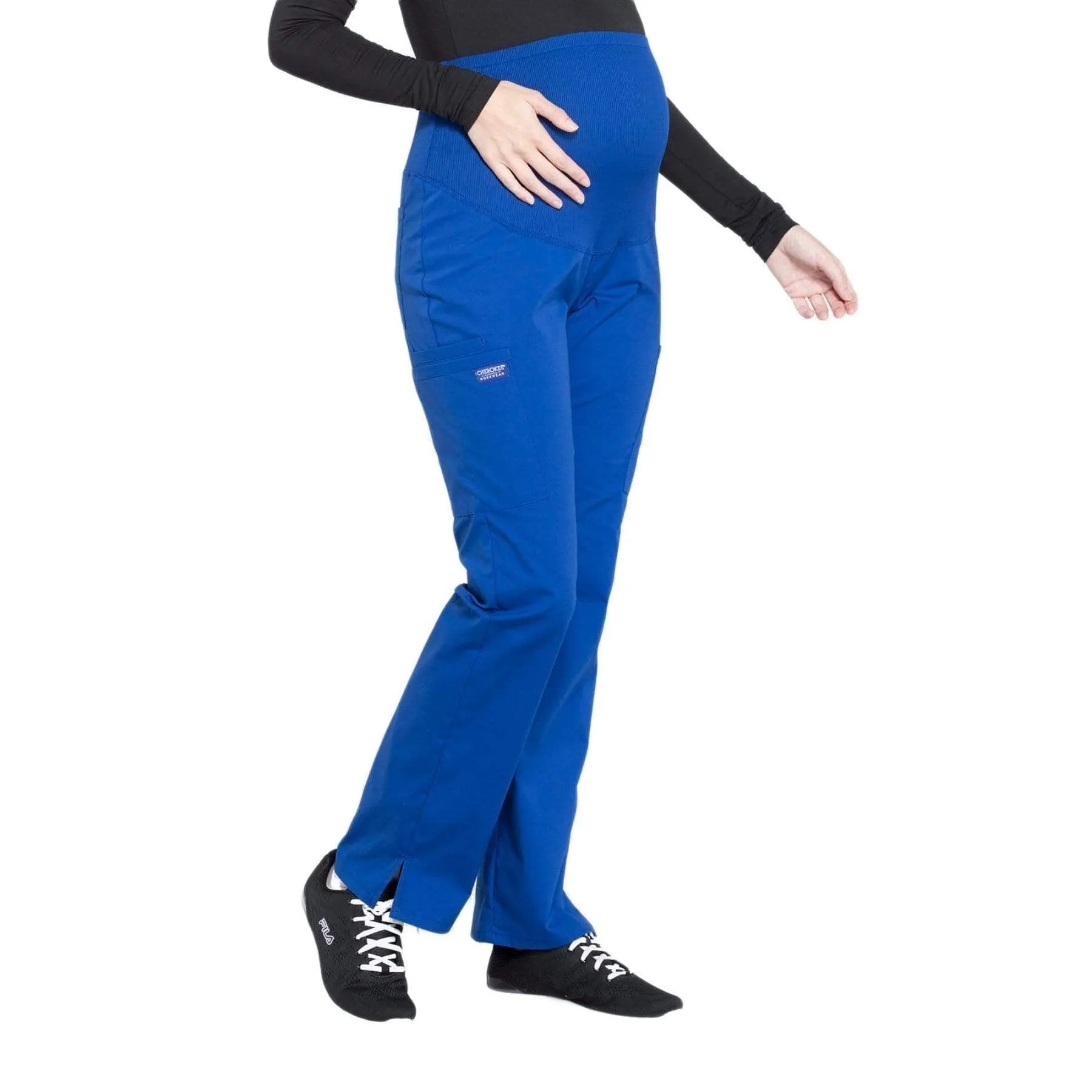 Cherokee Workwear Professionals WW220 Scrubs Pants Maternity Straight Leg Galaxy Blue