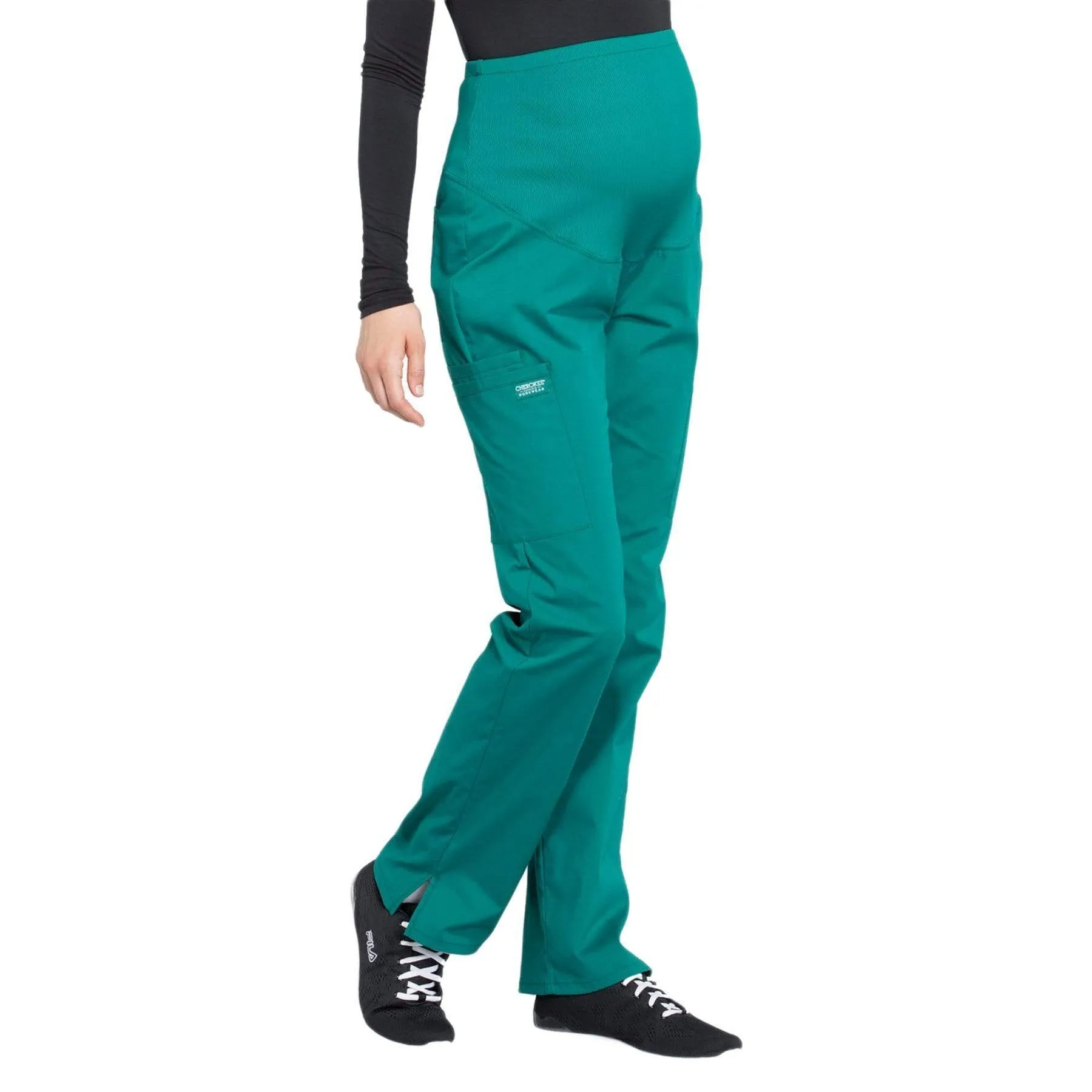 Cherokee Workwear Professionals WW220 Scrubs Pants Maternity Straight Leg Hunter Green