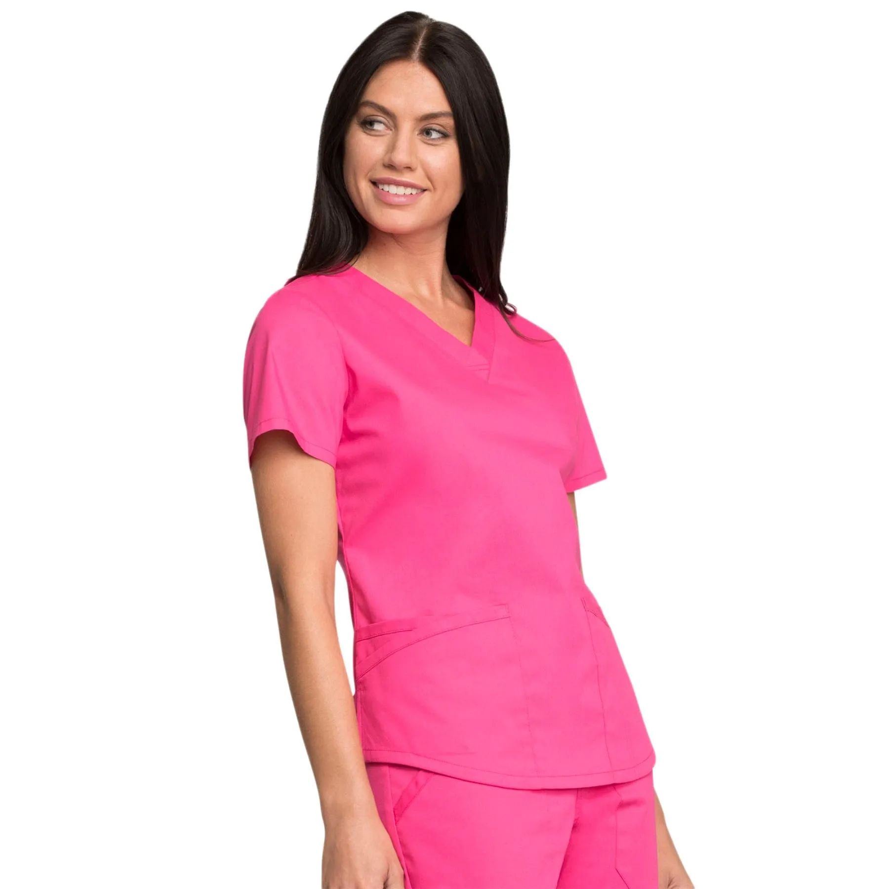Cherokee Workwear Professionals WW665 Scrubs Top Womens V-Neck Electric Pink