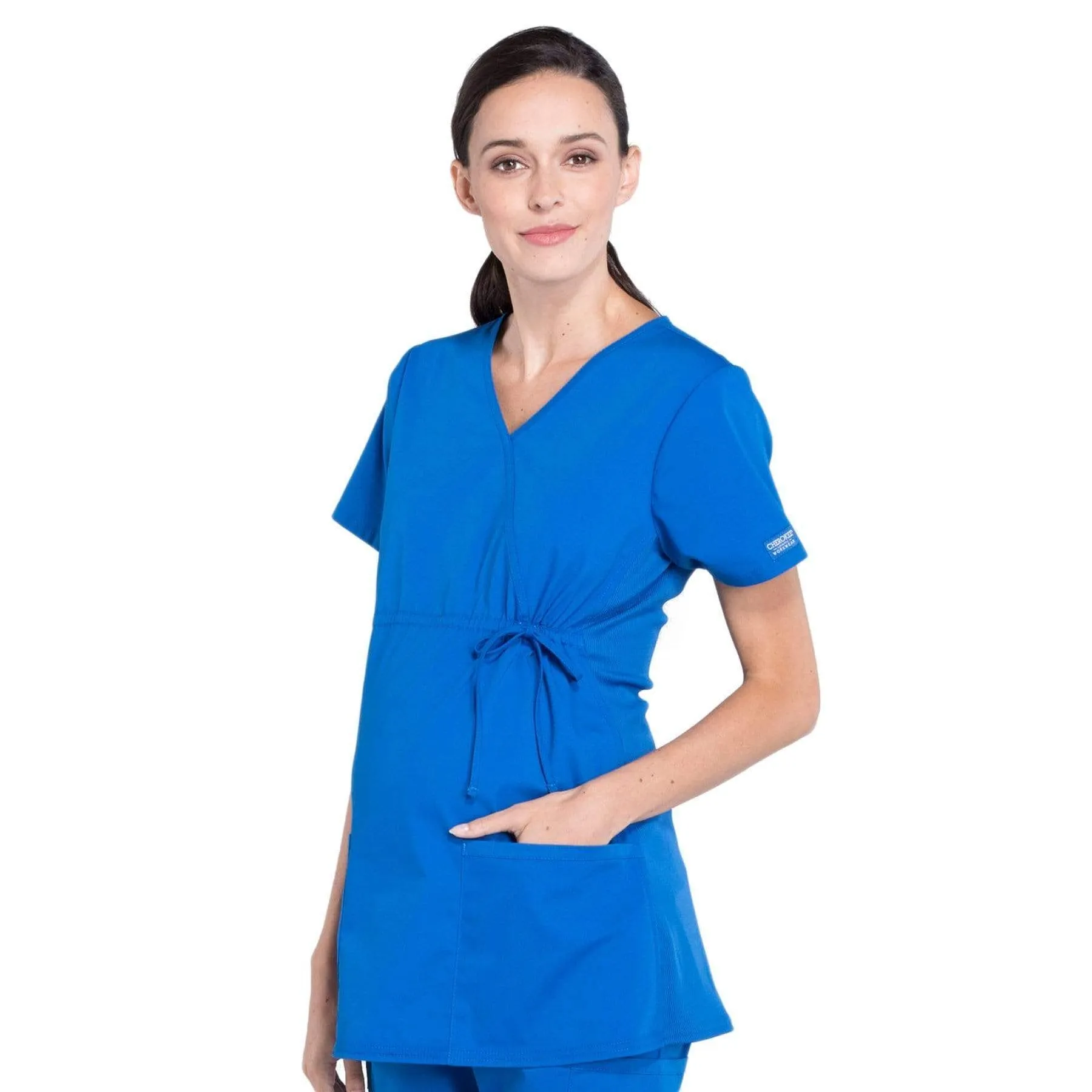 Cherokee Workwear Professionals WW685 Scrubs Top Maternity Mock Wrap Royal