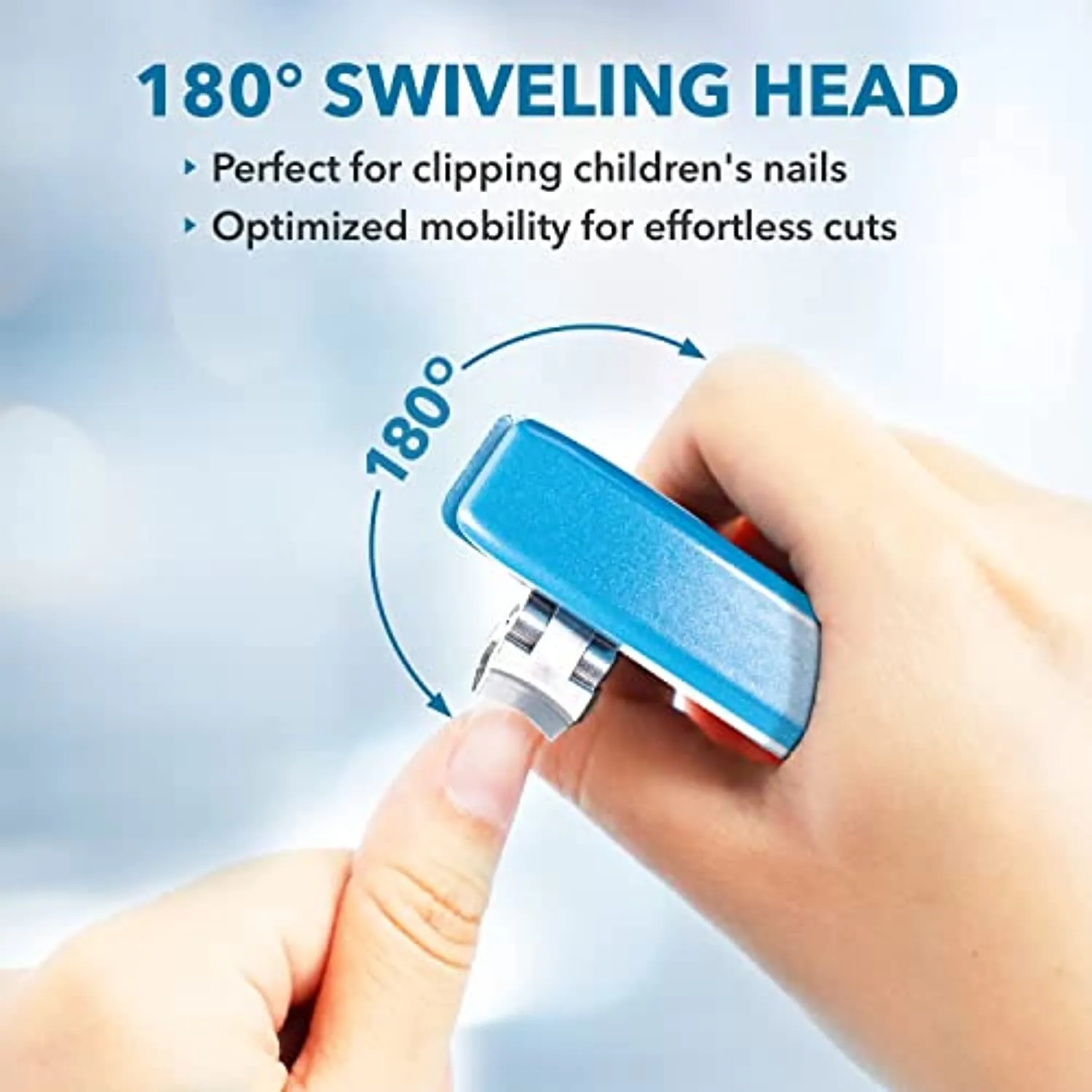 Clipperpro Omega Select Fingernail Clipper - Ergonomic Large Nail Clippers for Women & Men | Heavy-Duty Nail Cutters | Fingernail Clippers with Swivel Head (Blue Edition)