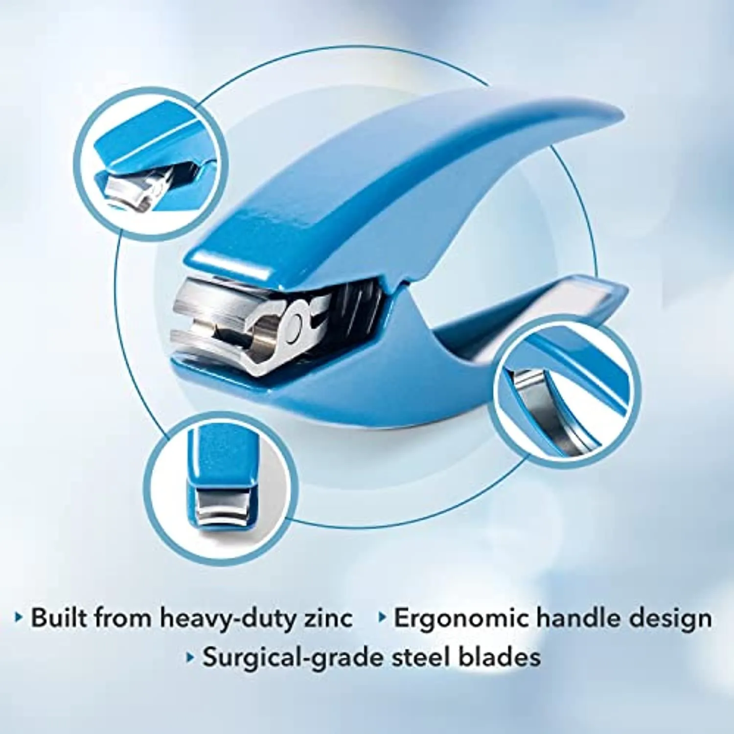 Clipperpro Omega Select Fingernail Clipper - Ergonomic Large Nail Clippers for Women & Men | Heavy-Duty Nail Cutters | Fingernail Clippers with Swivel Head (Blue Edition)