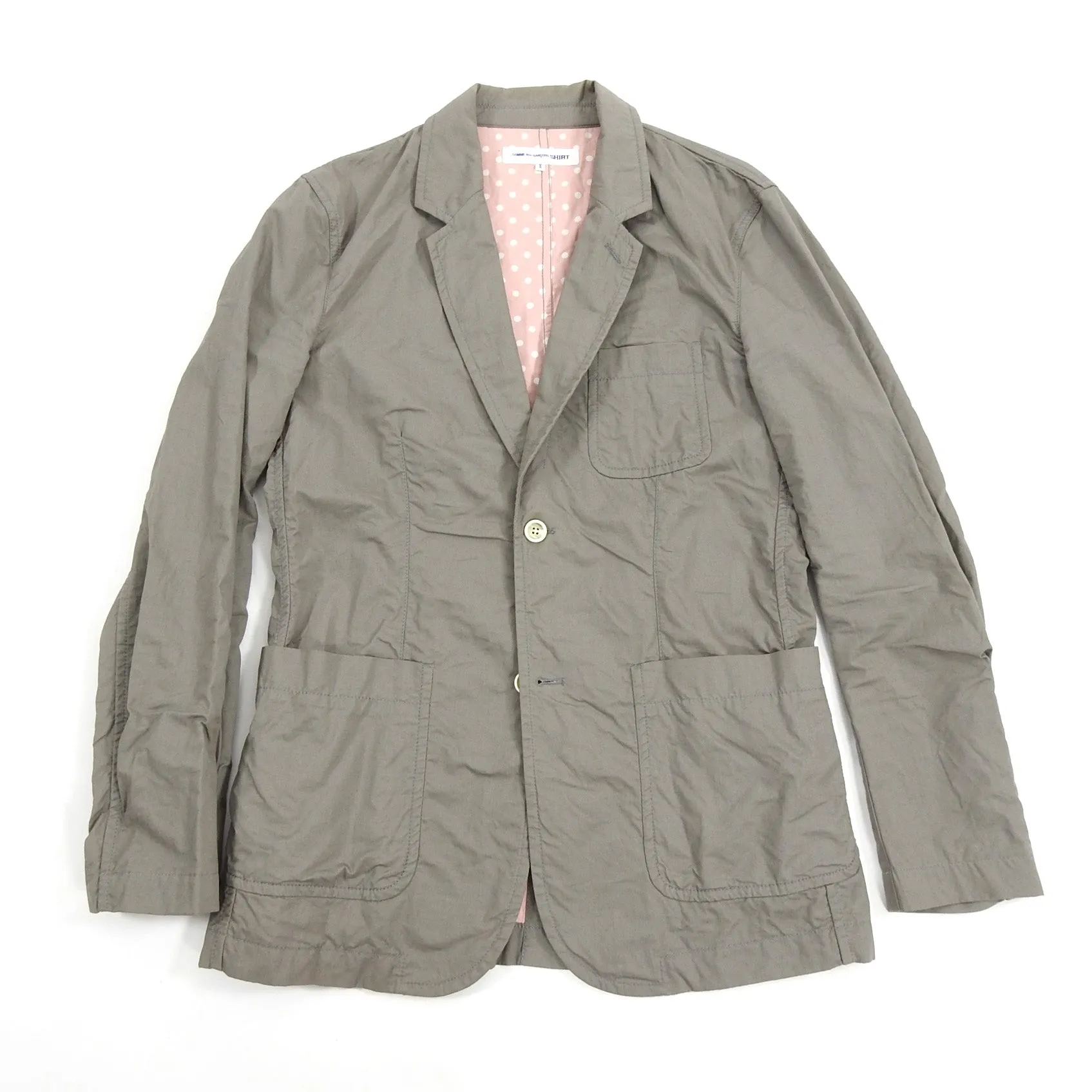 Comme Des Garcons Shirt Light Grey Cotton Twill Workwear Blazer - M