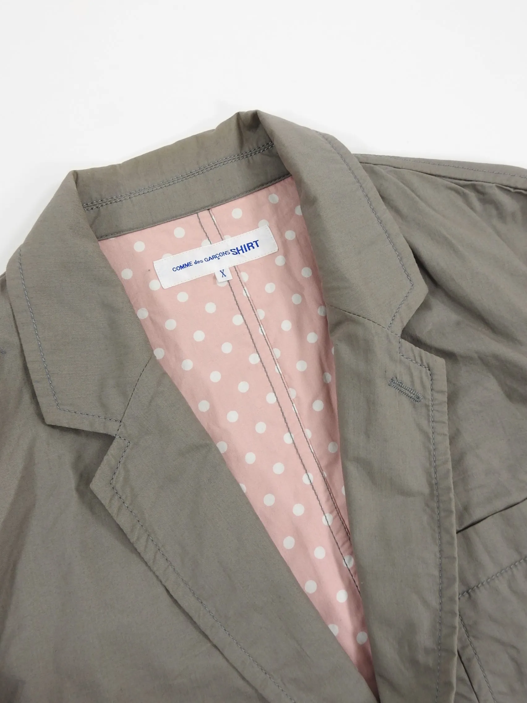 Comme Des Garcons Shirt Light Grey Cotton Twill Workwear Blazer - M