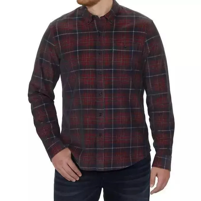 COPPER & OAK Men's Long Sleeve Plaid Corduroy Shirt