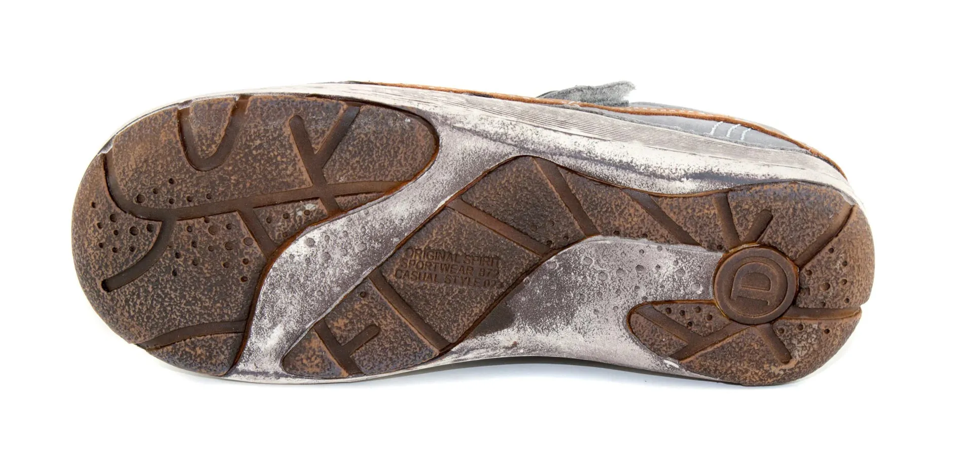 D.D. Step Big Kid Double Strap Boy Sandals/Open Shoes Grey With Brown Wave - Supportive Leather From Europe Kids Orthopedic