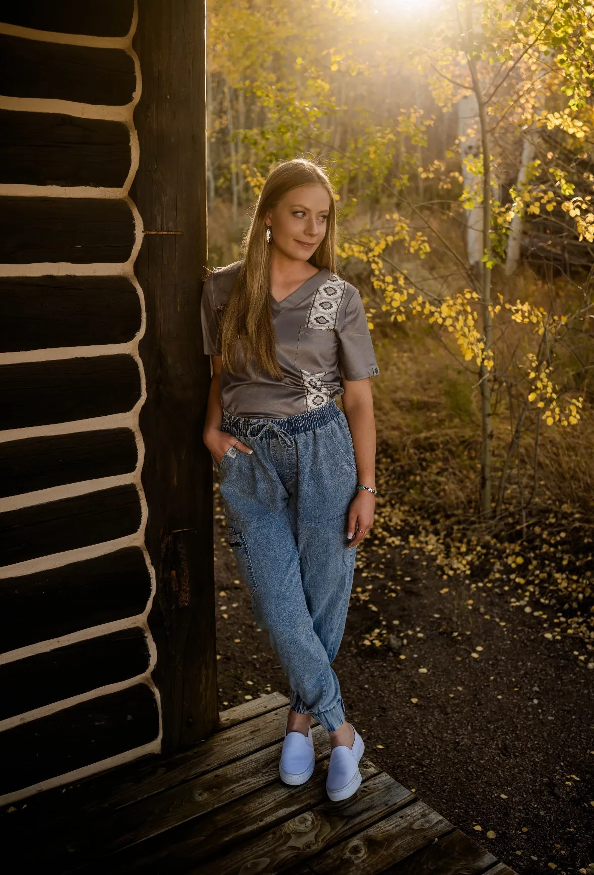 Denim Inspired Jogger Scrub Pants