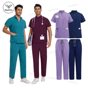 Doctor Nurse Work Clothes Medical Scrubs Women Men Short Sleeved Top Pants Sets Soft Nursing Articles Dental Veterinary Workwear