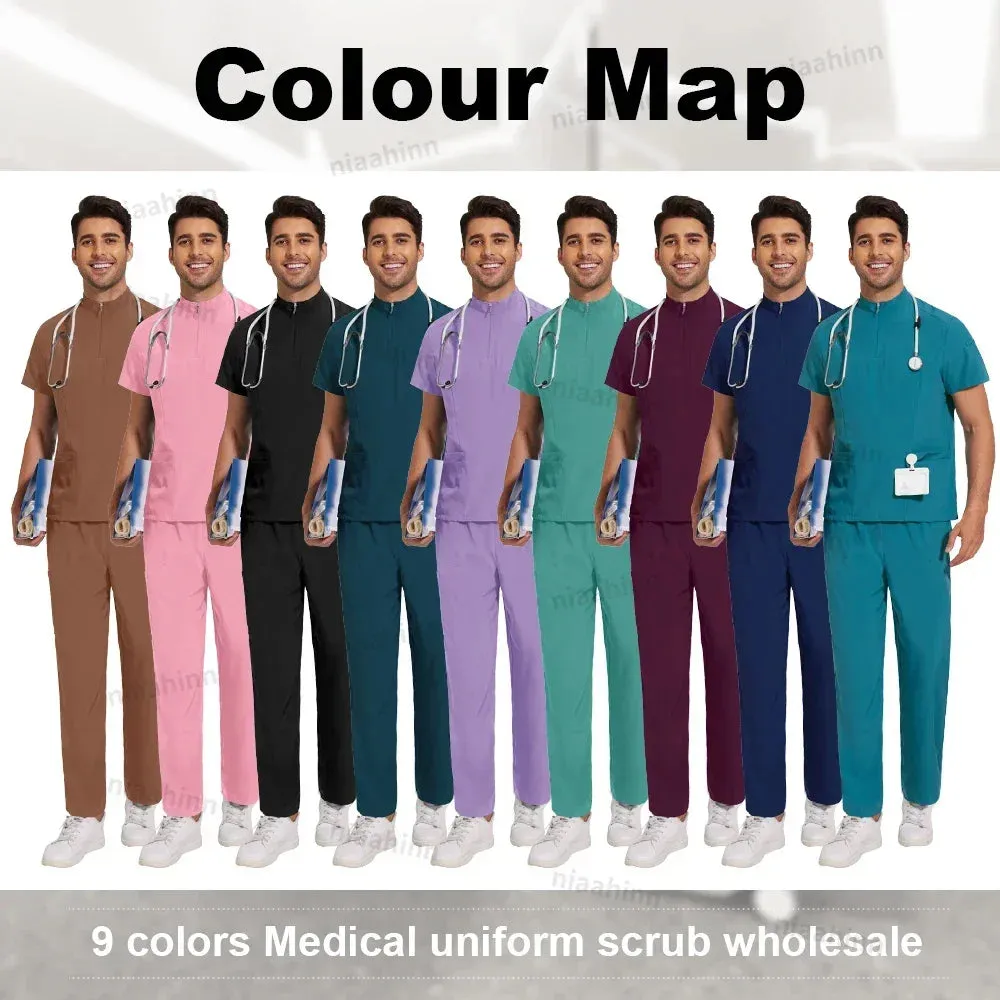 Doctor Nurse Work Clothes Medical Scrubs Women Men Short Sleeved Top Pants Sets Soft Nursing Articles Dental Veterinary Workwear