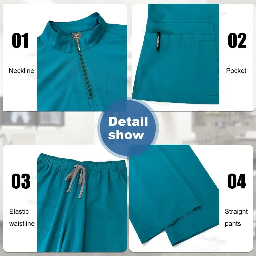 Doctor Nurse Work Clothes Medical Scrubs Women Men Short Sleeved Top Pants Sets Soft Nursing Articles Dental Veterinary Workwear