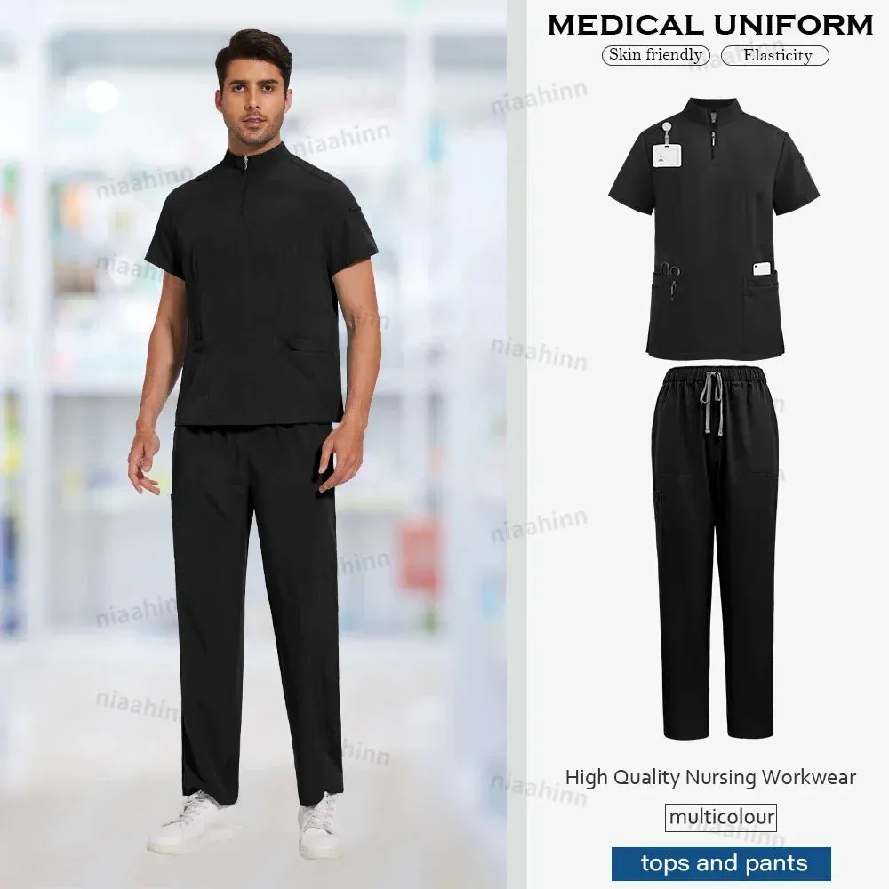 Doctor Nurse Work Clothes Medical Scrubs Women Men Short Sleeved Top Pants Sets Soft Nursing Articles Dental Veterinary Workwear