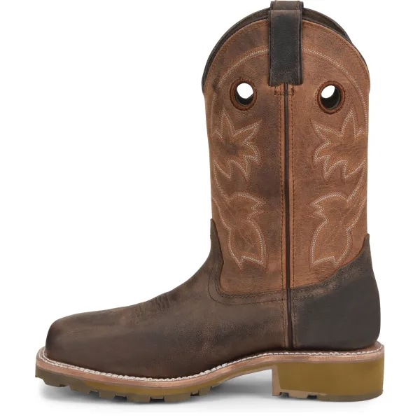 Double H Men's Abner 12" Sqr Toe Waterproof Western Work Boot - Brown - DH4353