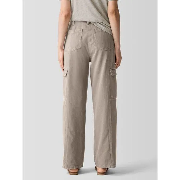 Eileen Fisher Garment-Dyed Utility Organic Cotton Cargo Pant in Reed
