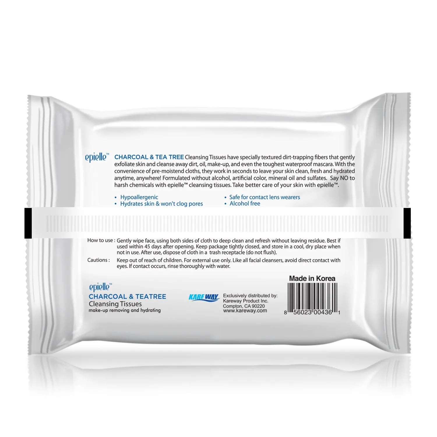 epielle Charcoal w/ Tea Tree Make-Up Remover Cleansing Tissues | 30ct